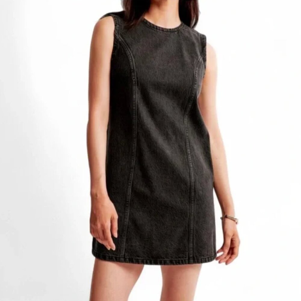Abercrombie & Fitch Black Denim Dress - Large